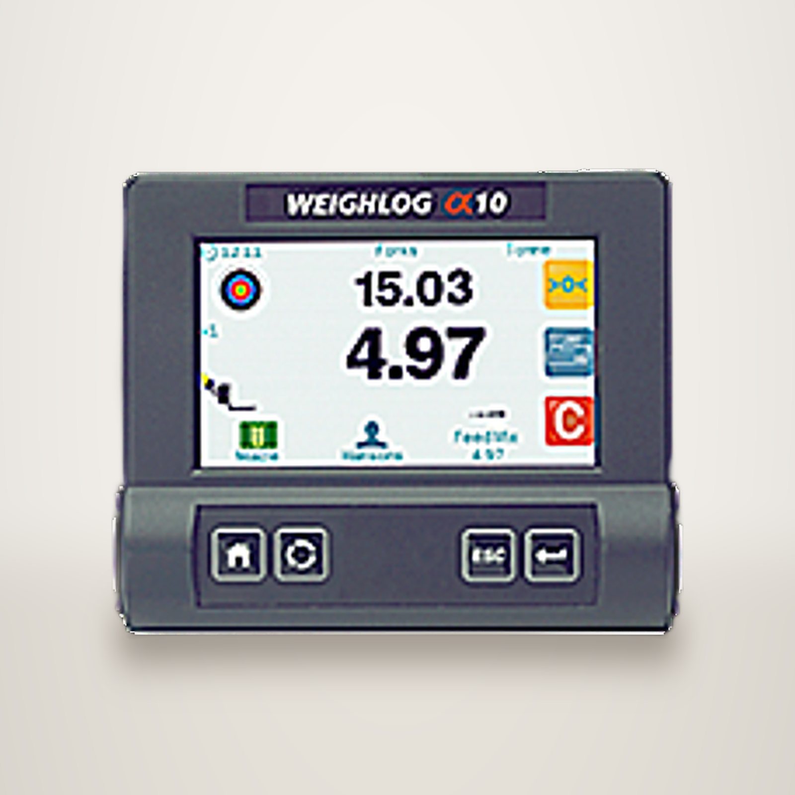 Indicateur de pesée Weighlog à écran tactile couleur, vue de face
